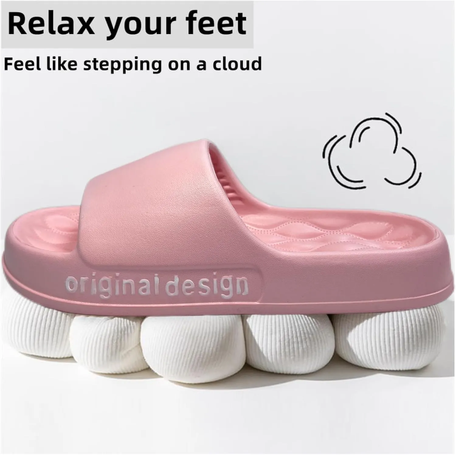 Pillow Slippers for Women and Men, EVA Cushioned Thick Sole Soft Slippers, Non-Slip Quick Drying Bathroom Shower Spa Pool Gym Cloud House Slides Sandals Summer Slippers for Indoor & Outdoor