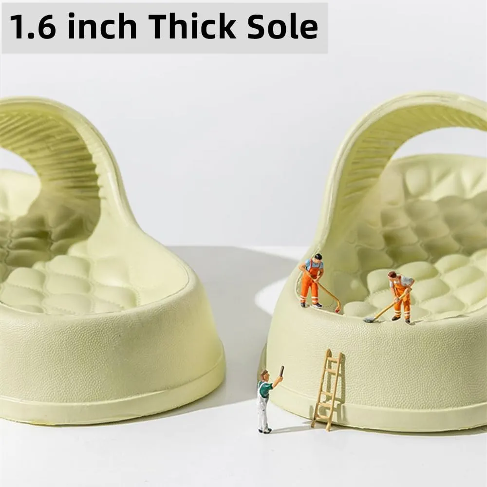 Pillow Slippers for Women and Men, EVA Cushioned Thick Sole Soft Slippers, Non-Slip Quick Drying Bathroom Shower Spa Pool Gym Cloud House Slides Sandals Summer Slippers for Indoor & Outdoor