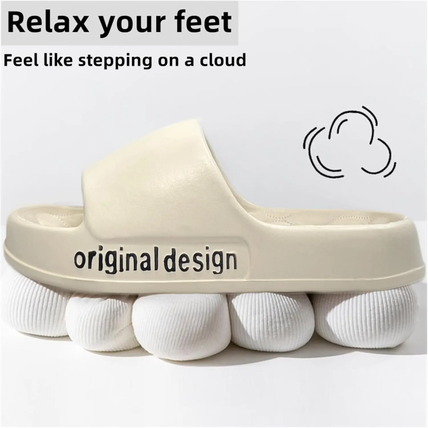 Pillow Slippers for Women and Men, EVA Cushioned Thick Sole Soft Slippers, Non-Slip Quick Drying Bathroom Shower Spa Pool Gym Cloud House Slides Sandals Summer Slippers for Indoor & Outdoor