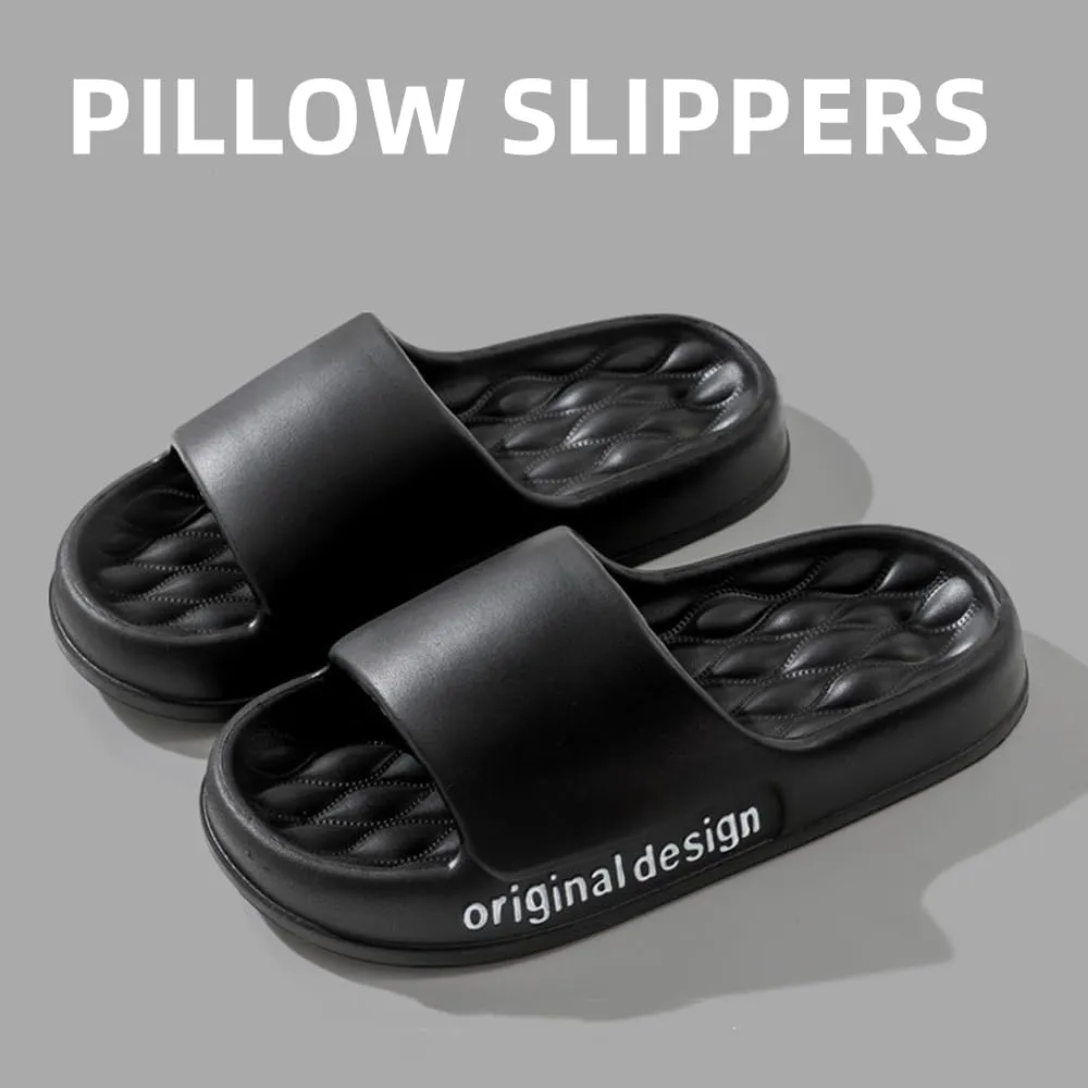 Pillow Slippers for Women and Men, EVA Cushioned Thick Sole Soft Slippers, Non-Slip Quick Drying Bathroom Shower Spa Pool Gym Cloud House Slides Sandals Summer Slippers for Indoor & Outdoor