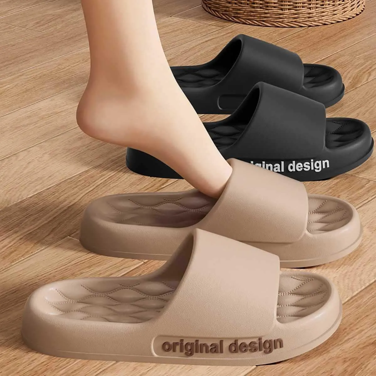 Pillow Slippers for Women and Men, EVA Cushioned Thick Sole Soft Slippers, Non-Slip Quick Drying Bathroom Shower Spa Pool Gym Cloud House Slides Sandals Summer Slippers for Indoor & Outdoor