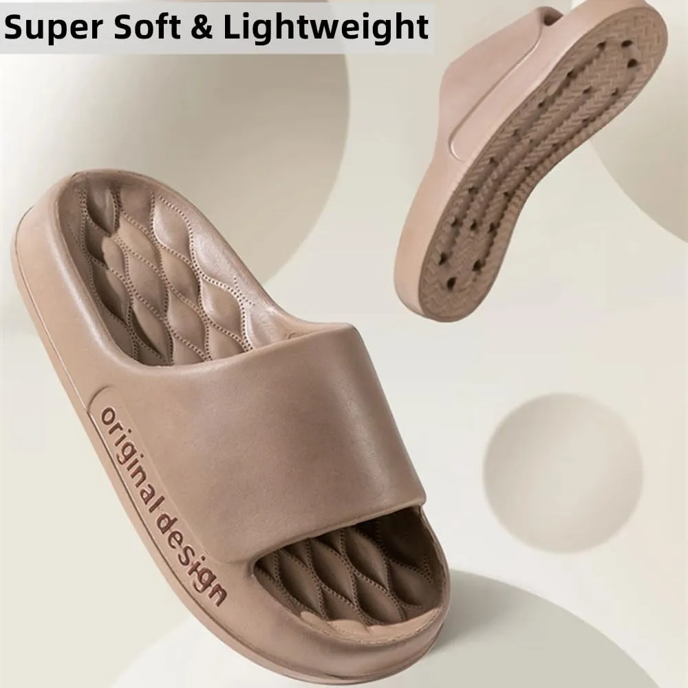 Pillow Slippers for Women and Men, EVA Cushioned Thick Sole Soft Slippers, Non-Slip Quick Drying Bathroom Shower Spa Pool Gym Cloud House Slides Sandals Summer Slippers for Indoor & Outdoor