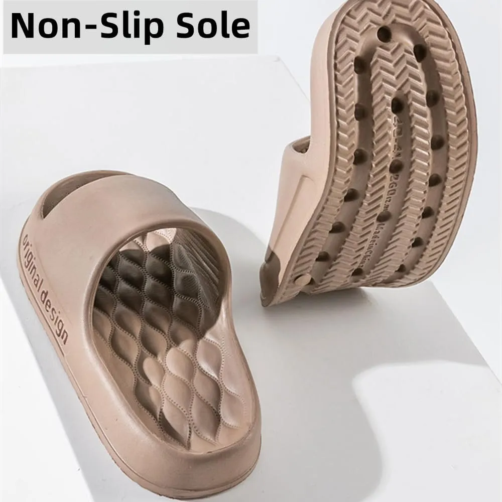 Pillow Slippers for Women and Men, EVA Cushioned Thick Sole Soft Slippers, Non-Slip Quick Drying Bathroom Shower Spa Pool Gym Cloud House Slides Sandals Summer Slippers for Indoor & Outdoor