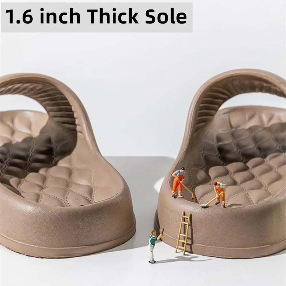Pillow Slippers for Women and Men, EVA Cushioned Thick Sole Soft Slippers, Non-Slip Quick Drying Bathroom Shower Spa Pool Gym Cloud House Slides Sandals Summer Slippers for Indoor & Outdoor