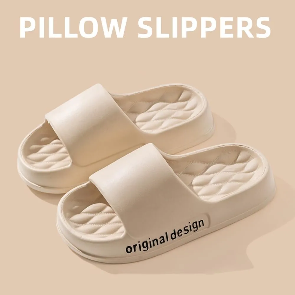 Pillow Slippers for Women and Men, EVA Cushioned Thick Sole Soft Slippers, Non-Slip Quick Drying Bathroom Shower Spa Pool Gym Cloud House Slides Sandals Summer Slippers for Indoor & Outdoor