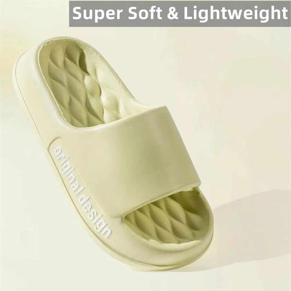 Pillow Slippers for Women and Men, EVA Cushioned Thick Sole Soft Slippers, Non-Slip Quick Drying Bathroom Shower Spa Pool Gym Cloud House Slides Sandals Summer Slippers for Indoor & Outdoor