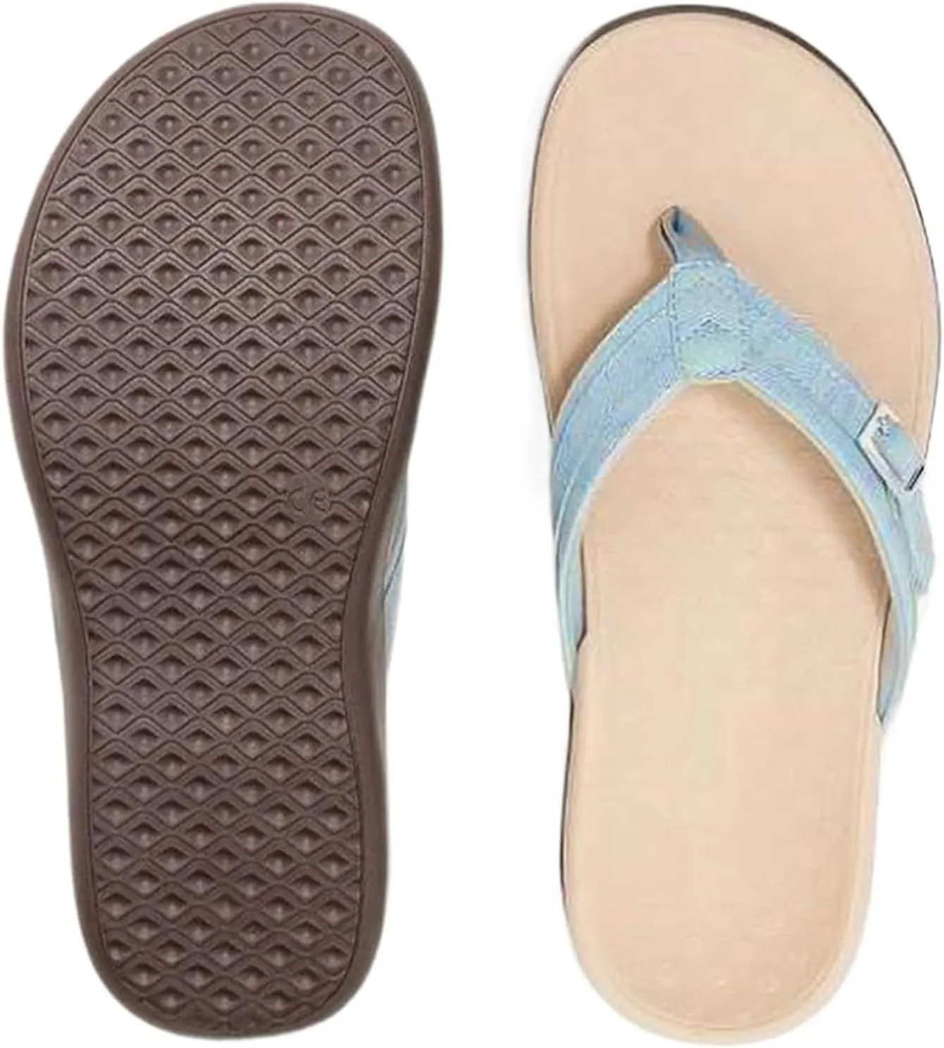 Plantar Fasciitis Feet Sandal with Arch Support Orthotic Flip Flops for Flat Orthopedic Comfortable Feet Heel Pain for Women Walking Beach River Pool Casual Flat Flip-Flops Slippers
