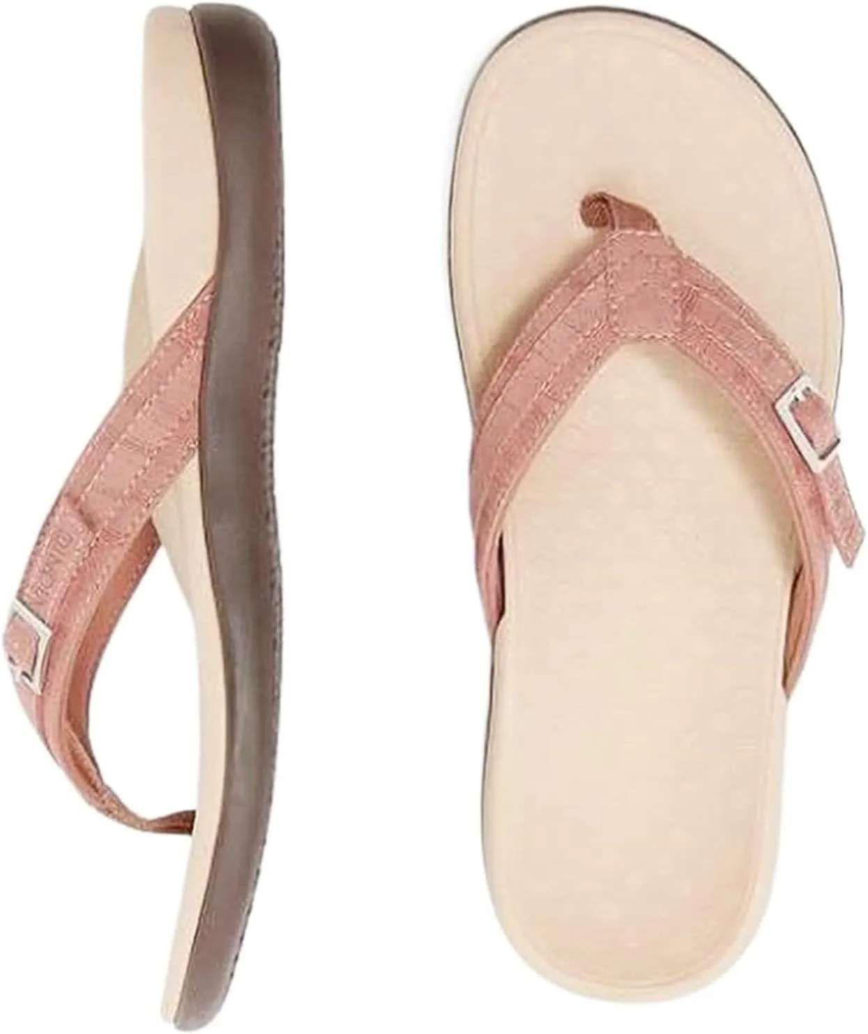 Plantar Fasciitis Feet Sandal with Arch Support Orthotic Flip Flops for Flat Orthopedic Comfortable Feet Heel Pain for Women Walking Beach River Pool Casual Flat Flip-Flops Slippers