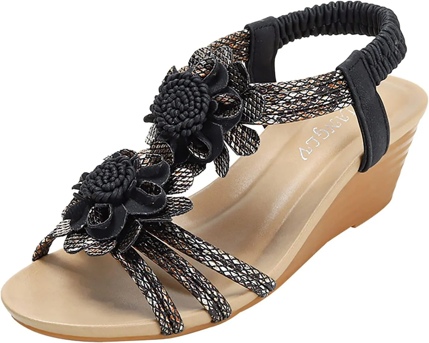 Platform Sandals Women Wedge Cork Footbed Elastic Ankle Strap Casual Walking Sandals Non-Slip Sole Beachwear 2025 Spring and Summer Vacation