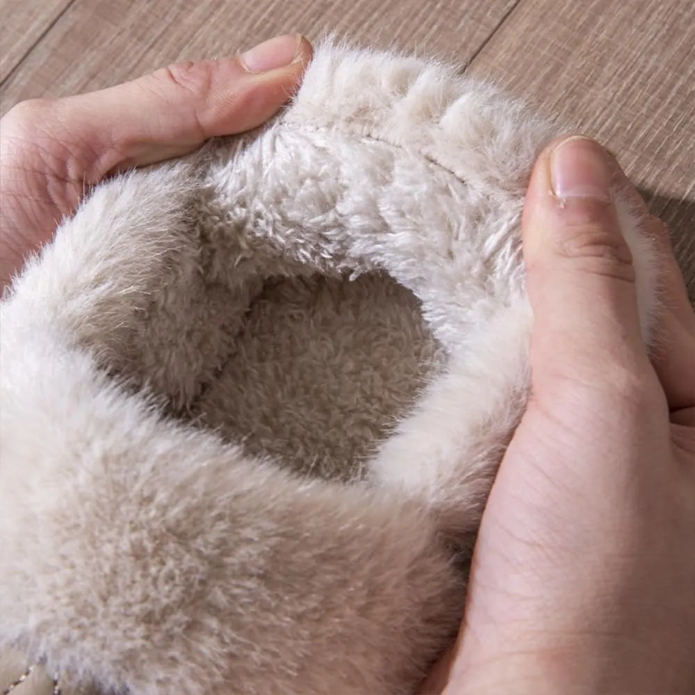Premium Comfort Leather Closed Bacl Thermal Cushion Sole Non Slip Women's Fuzzy House Slippers Indoor Soft Warm Shoes