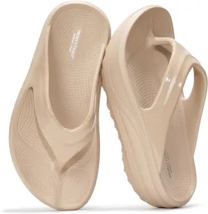 Project Cloud Flip Flops for Women Footwear - Memory Foam and Lightweight Platform Sandals Women Beach Vacation Essentials - Non Slip Durable and Soft Slippers (Abra, BEIG, 9)