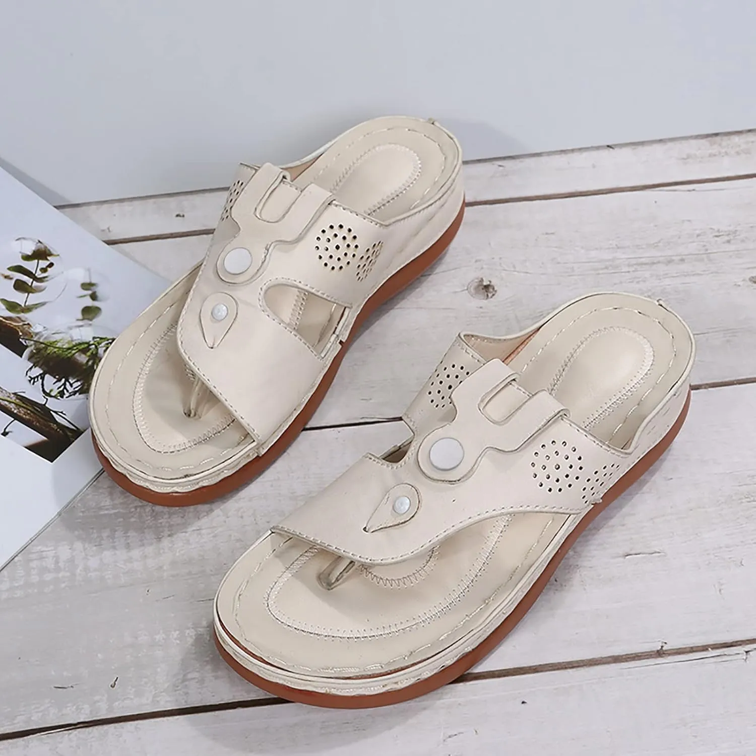 Sandalias para Mujer Elegantes, Flip Flops for Women Summer Beach Casual Sandals Comfortable Comfy Flip Flops