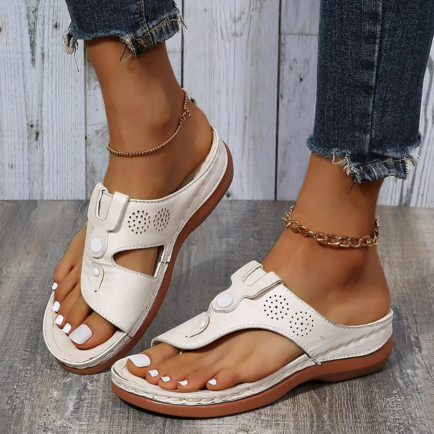 Sandalias para Mujer Elegantes, Flip Flops for Women Summer Beach Casual Sandals Comfortable Comfy Flip Flops