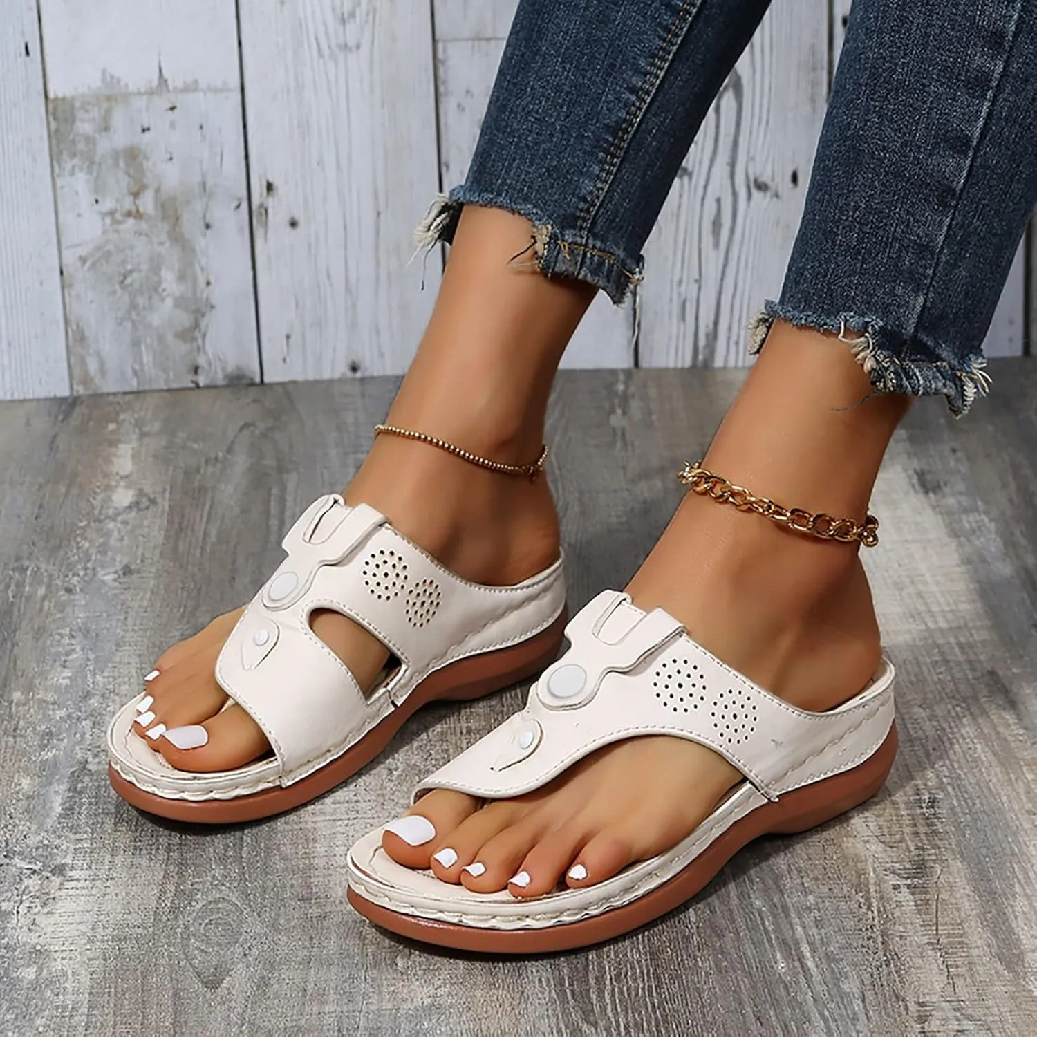 Sandalias para Mujer Elegantes, Flip Flops for Women Summer Beach Casual Sandals Comfortable Comfy Flip Flops