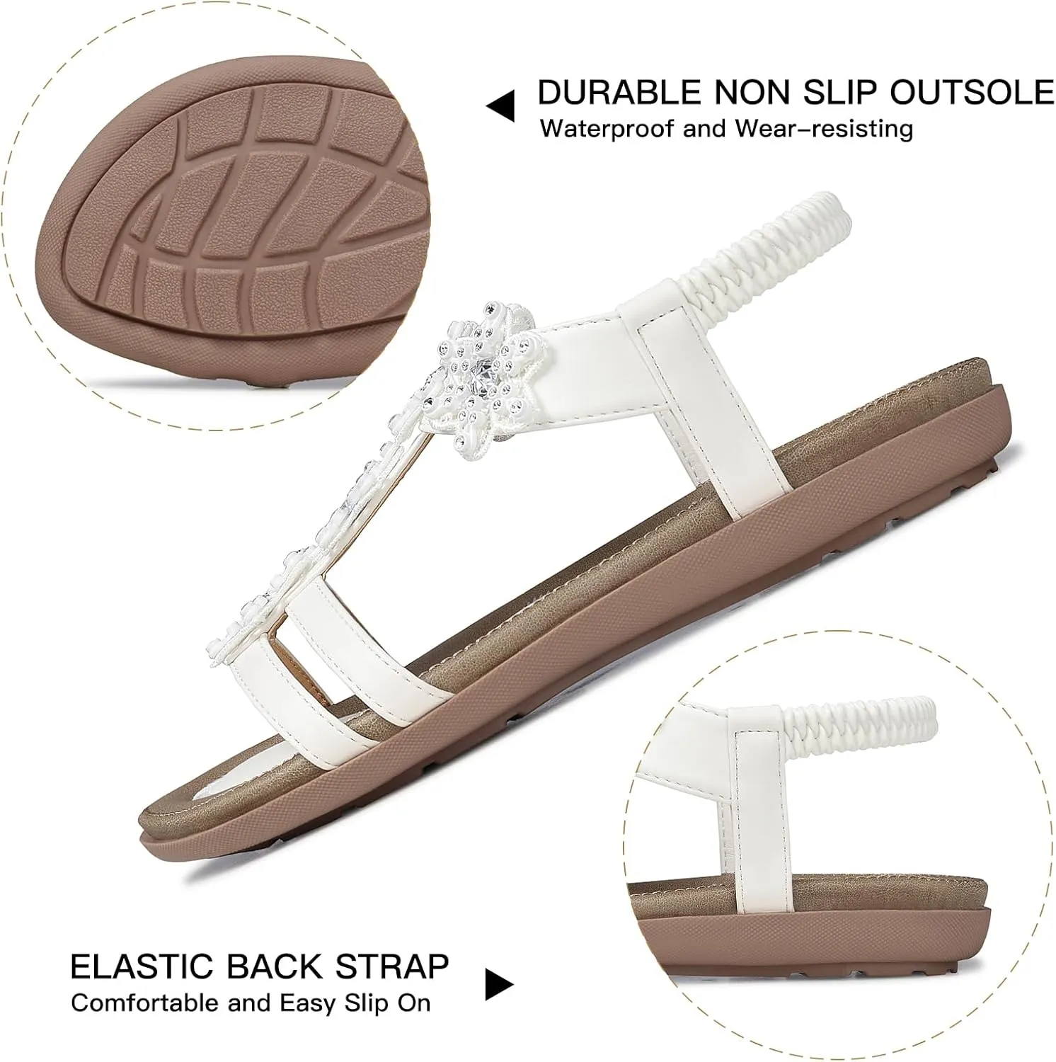 SHIBEVER Flat Sandals for Women Dressy: Summer Comfortable Ankle Strap Womens Sandal