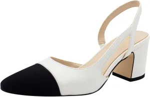 Slingback Heels for Women Strap Closed Round Toe Heels Dress Casual Party Work Office Pumps