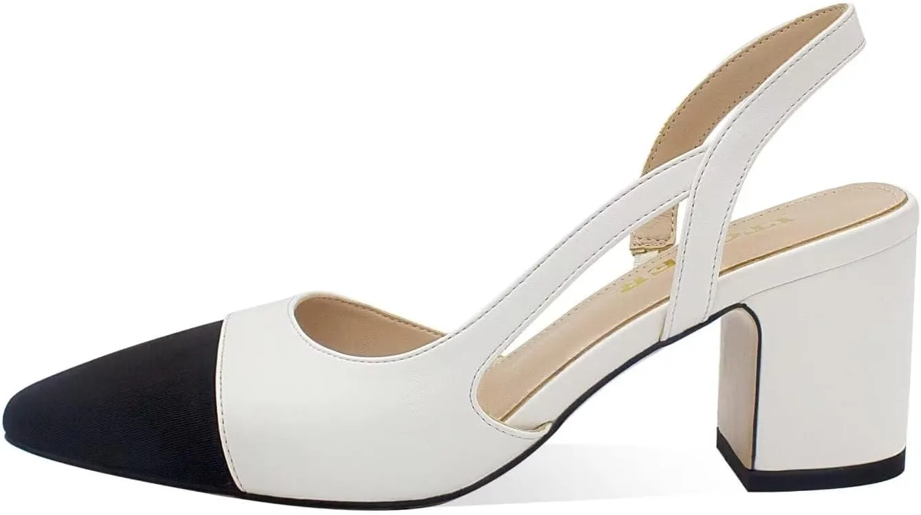 Slingback Heels for Women Strap Closed Round Toe Heels Dress Casual Party Work Office Pumps
