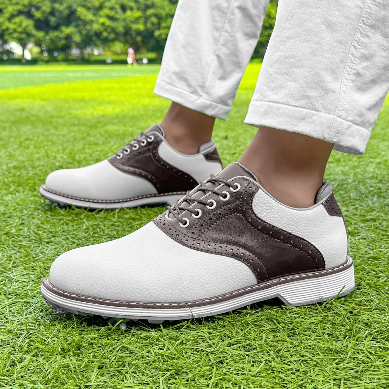 Spikes Golf Shoes Men Professional Golf Shoes Waterproof Walking Footwears for Golfers Outdoor Gym Sneakers