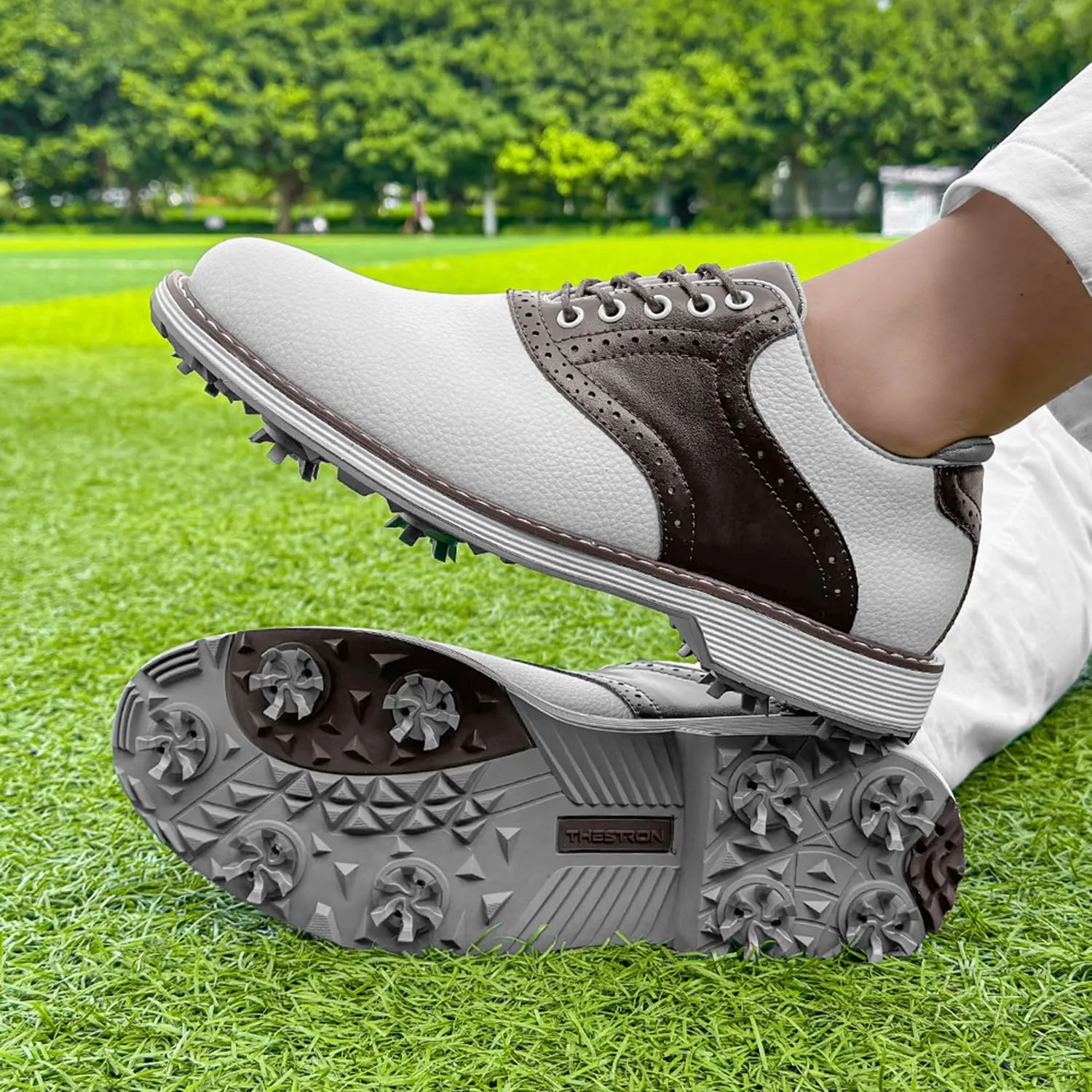 Spikes Golf Shoes Men Professional Golf Shoes Waterproof Walking Footwears for Golfers Outdoor Gym Sneakers