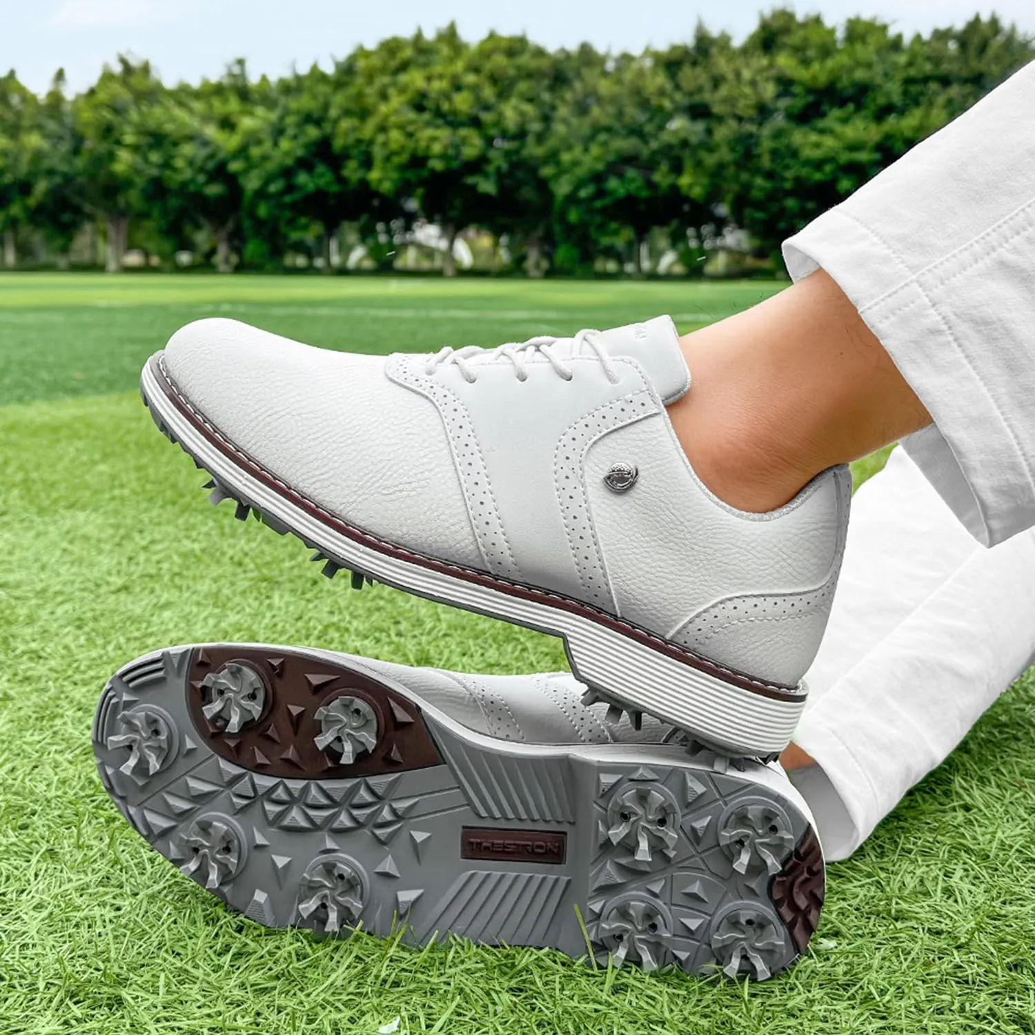 Spikes Golf Shoes Men Professional Golf Shoes Waterproof Walking Footwears for Golfers Outdoor Gym Sneakers