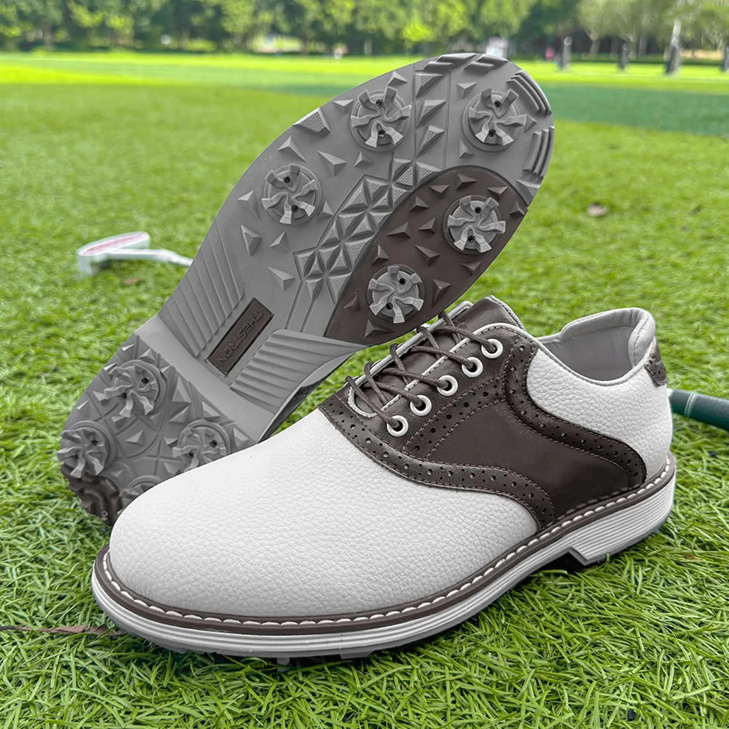 Spikes Golf Shoes Men Professional Golf Shoes Waterproof Walking Footwears for Golfers Outdoor Gym Sneakers