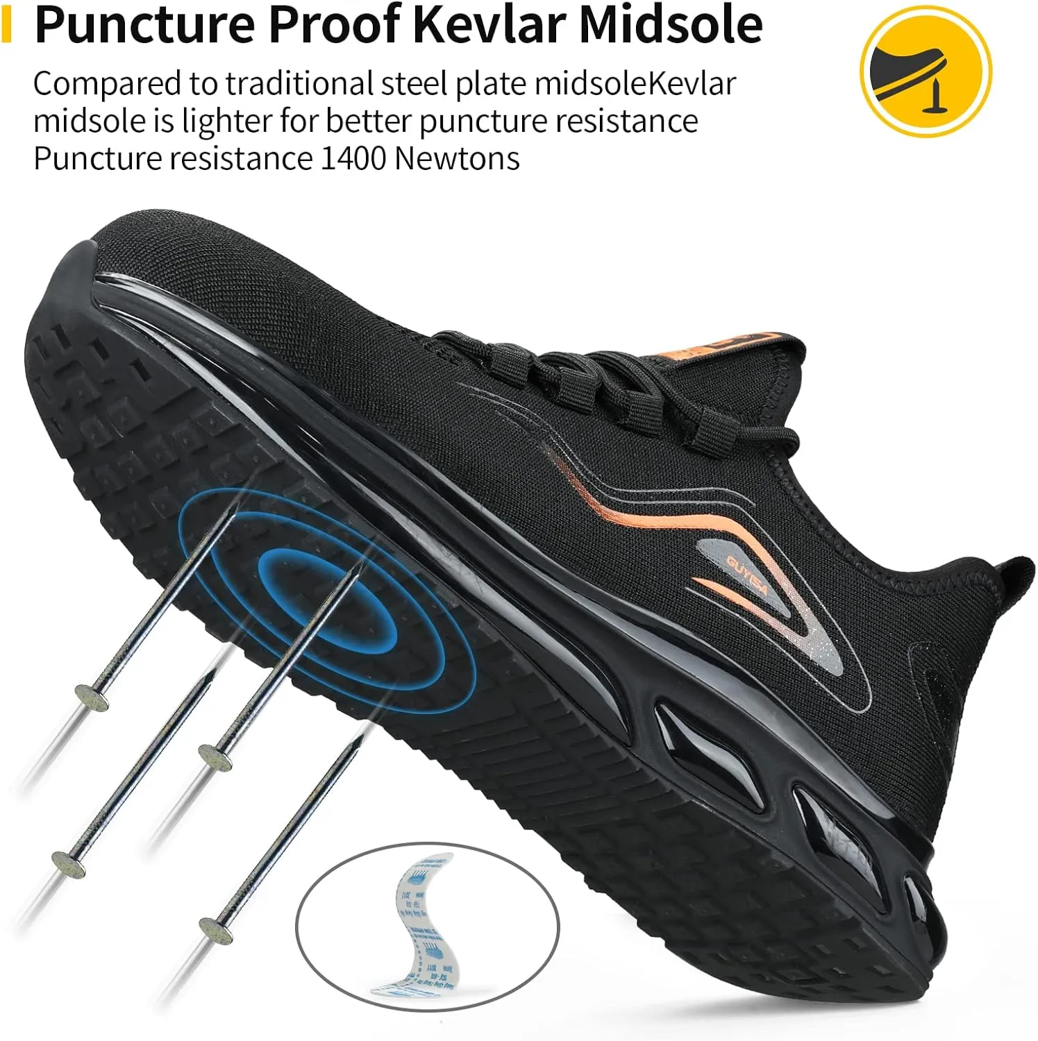 Steel Toe Shoes for Men Work Safety Shoes for Men Comfortable Puncture Proof Sneakers Steel Toe Tennis Sneakers Construction Indestructible Work Utility Footwear