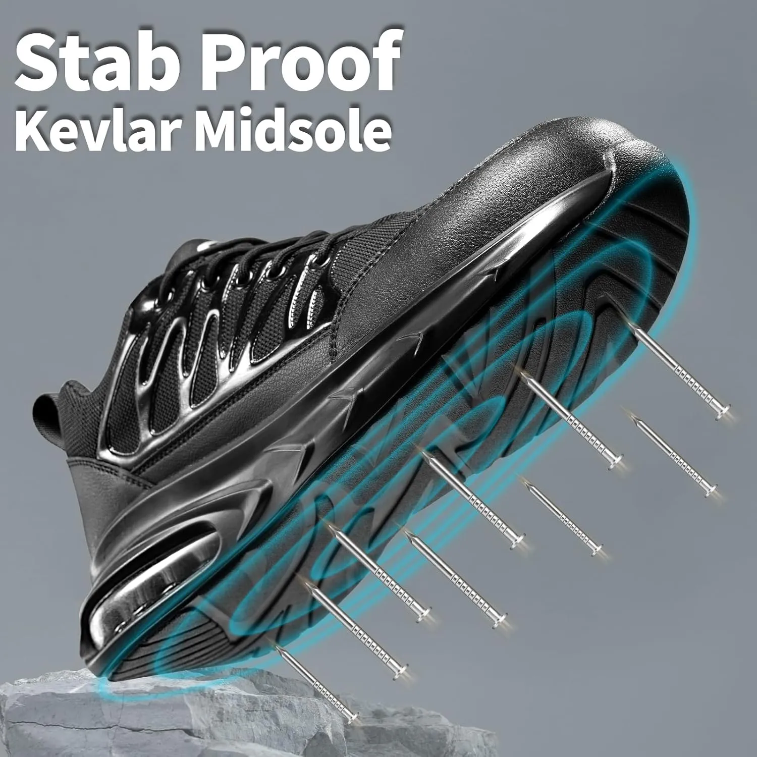 Steel Toe Shoes for Men Work Safety Shoes for Men Comfortable Puncture Proof Sneakers Steel Toe Tennis Sneakers Construction Indestructible Work Utility Footwear