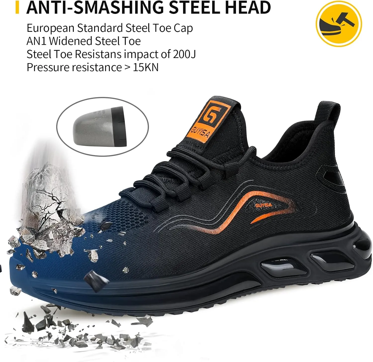 Steel Toe Shoes for Men Work Safety Shoes for Men Comfortable Puncture Proof Sneakers Steel Toe Tennis Sneakers Construction Indestructible Work Utility Footwear