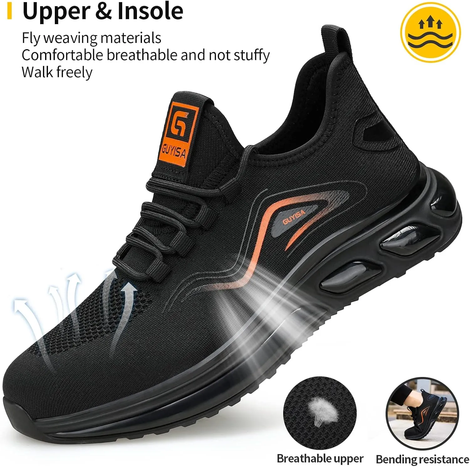 Steel Toe Shoes for Men Work Safety Shoes for Men Comfortable Puncture Proof Sneakers Steel Toe Tennis Sneakers Construction Indestructible Work Utility Footwear
