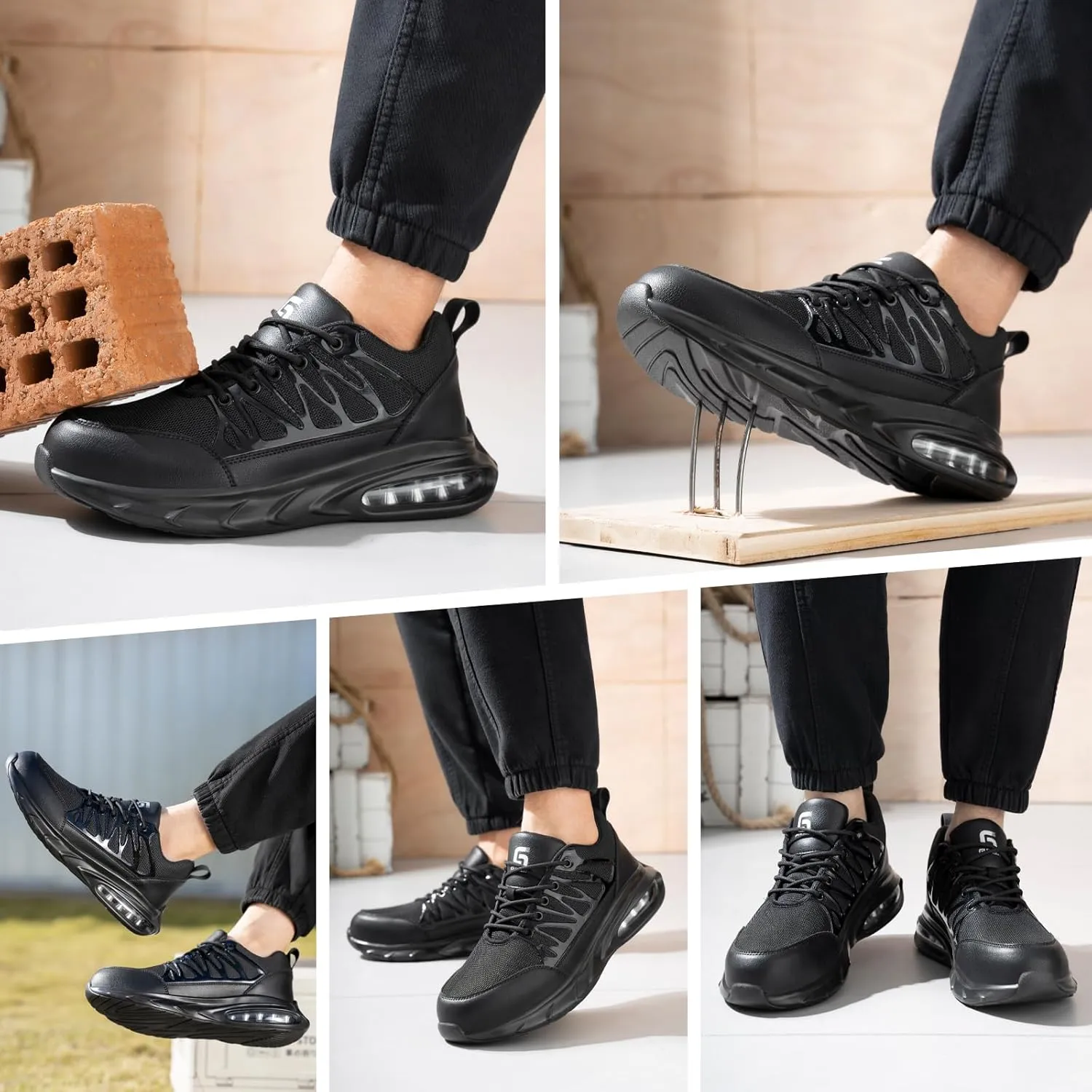 Steel Toe Shoes for Men Work Safety Shoes for Men Comfortable Puncture Proof Sneakers Steel Toe Tennis Sneakers Construction Indestructible Work Utility Footwear