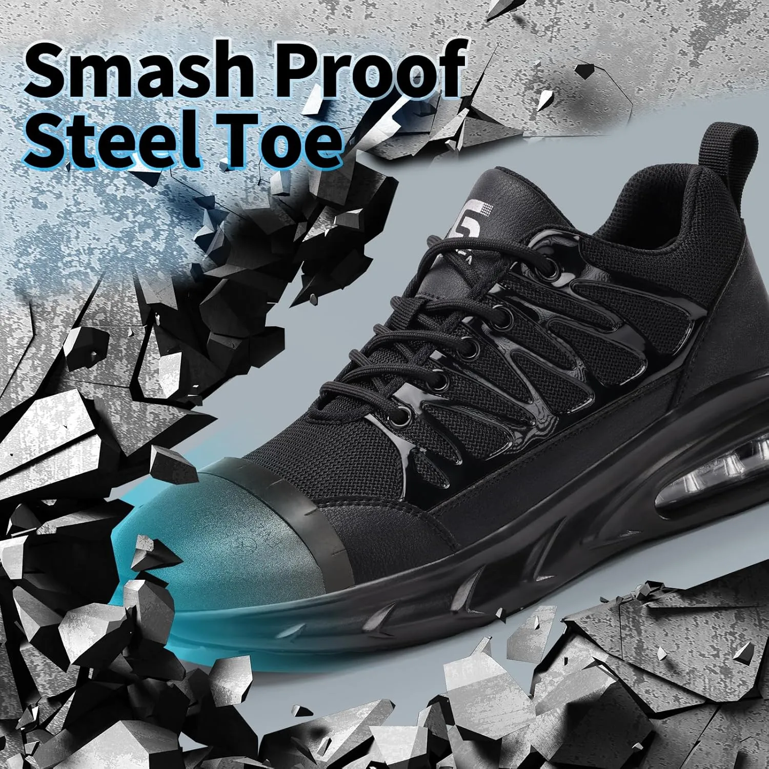 Steel Toe Shoes for Men Work Safety Shoes for Men Comfortable Puncture Proof Sneakers Steel Toe Tennis Sneakers Construction Indestructible Work Utility Footwear