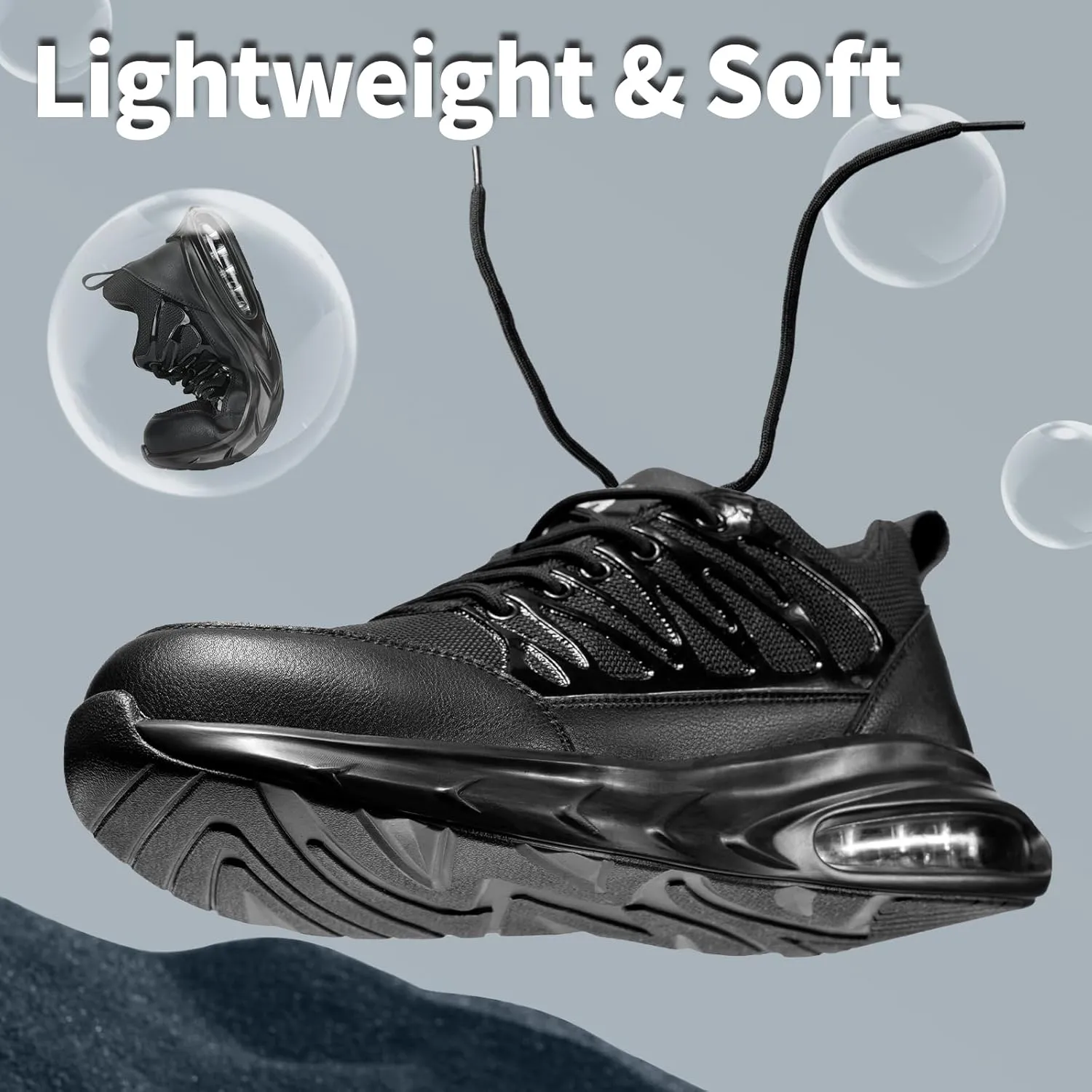 Steel Toe Shoes for Men Work Safety Shoes for Men Comfortable Puncture Proof Sneakers Steel Toe Tennis Sneakers Construction Indestructible Work Utility Footwear