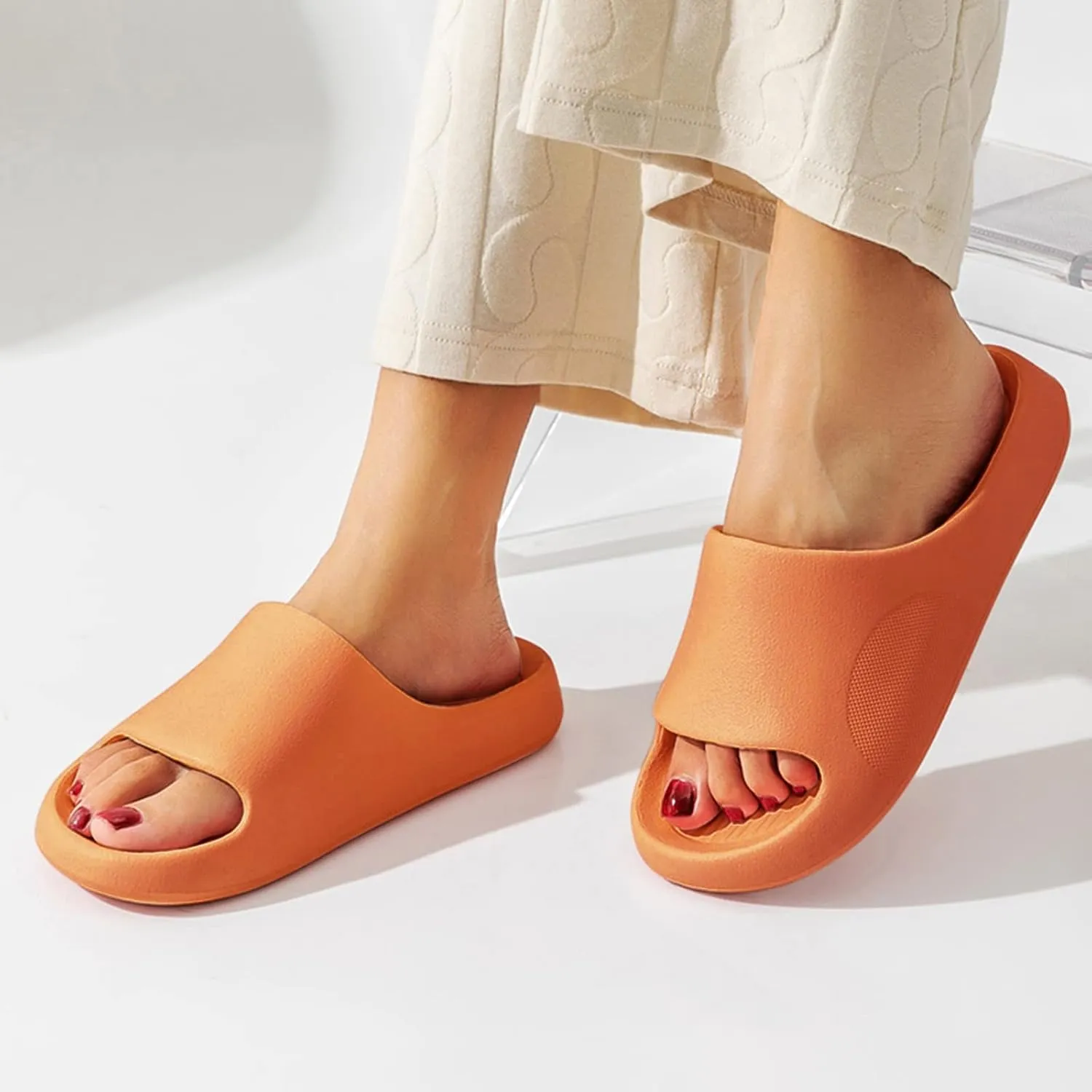 Summer Slides Sandals for Women Quick Drying Non Slip Slippers Beach Sandals Pillow Slippers for Women