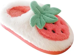 Sweet Strawberry Slippers for Toddler Kids Winter Cute 𝐂ozy House Shoes Girl Boy Warm Fleece House Slippers