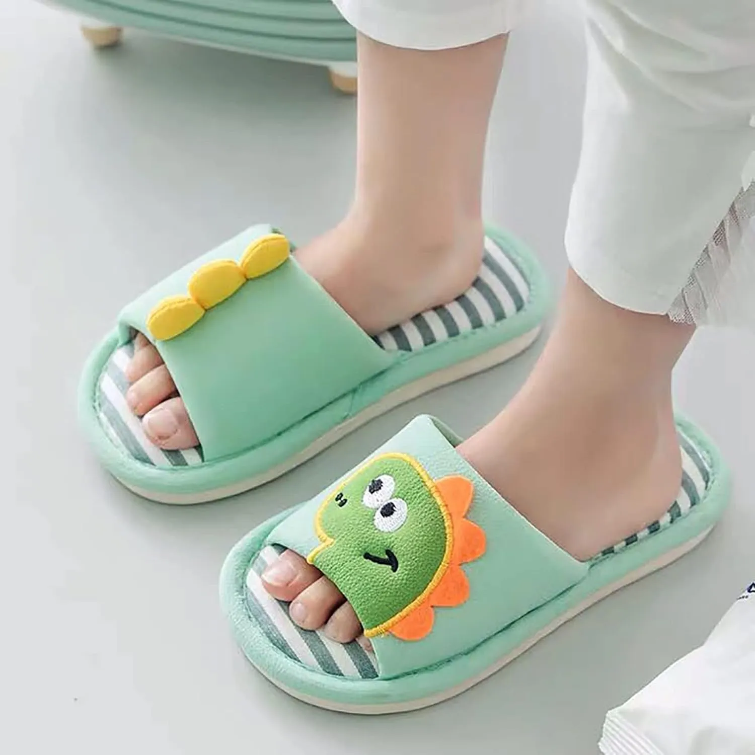 Toddler Cute 𝗖artoon Dinosaur Pattern House Slippers Open Toe Cotton Cozy Slip On Indoor Toddler Girl Slipper Size 6