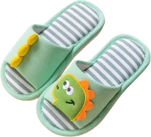 Toddler Cute 𝗖artoon Dinosaur Pattern House Slippers Open Toe Cotton Cozy Slip On Indoor Toddler Girl Slipper Size 6