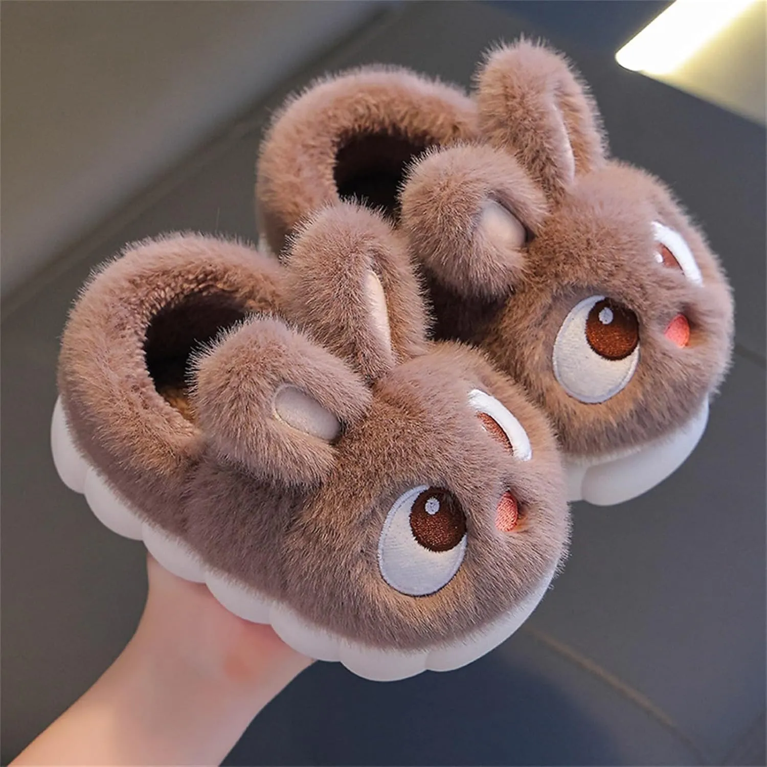 Toddler Fuzzy 𝗖artoon Slippers Bunny Ear Memory Foam Warm Shoes Baby Infant Boys Girls Indoor Ankle Comfy Cotton Slipper