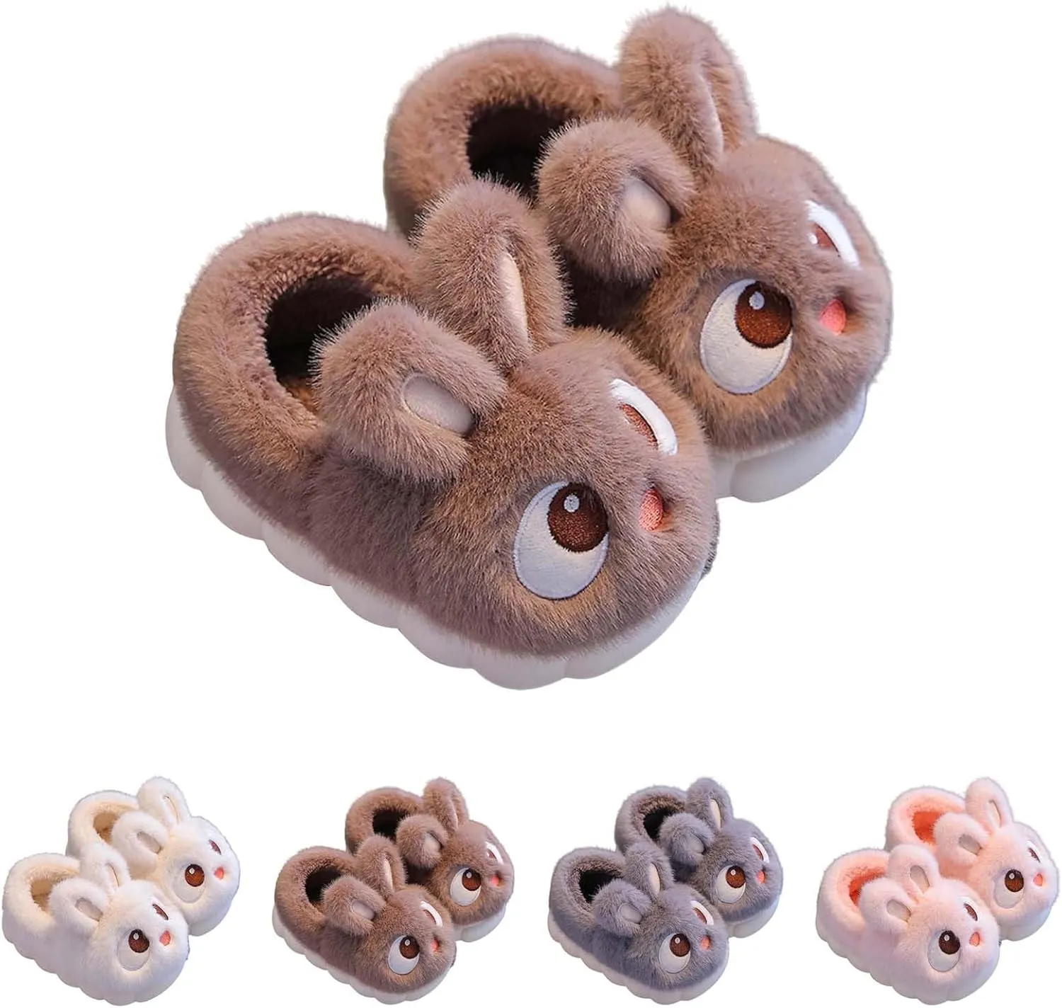 Toddler Fuzzy 𝗖artoon Slippers Bunny Ear Memory Foam Warm Shoes Baby Infant Boys Girls Indoor Ankle Comfy Cotton Slipper