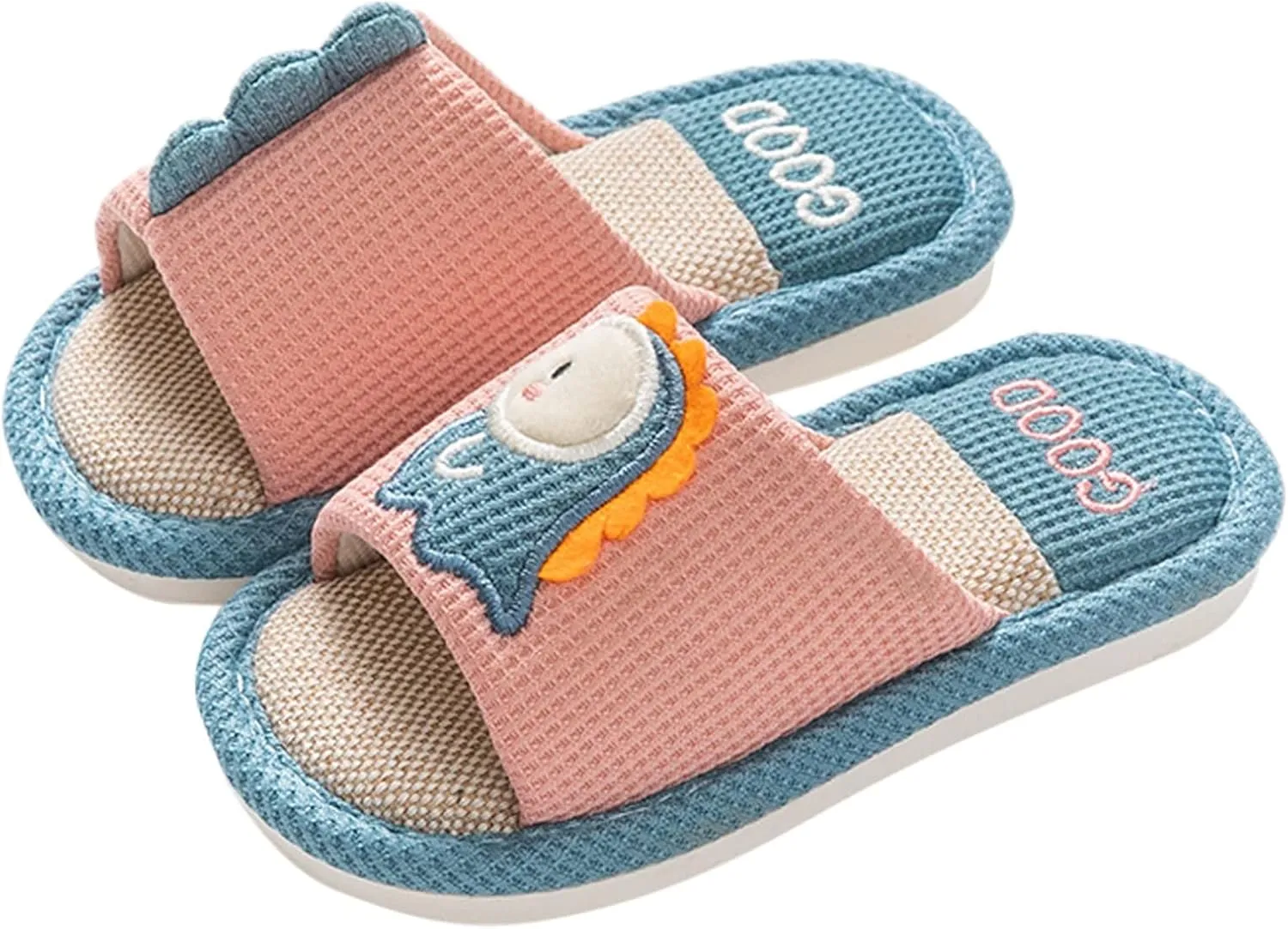 Toddler Shoes Girls Open Toe Home Slippers Cute Dinosaur House Slippers Kids Cotton Lined Winter Flat Shoes for Boys