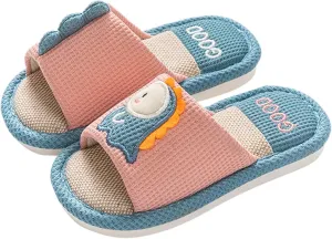 Toddler Shoes Girls Open Toe Home Slippers Cute Dinosaur House Slippers Kids Cotton Lined Winter Flat Shoes for Boys