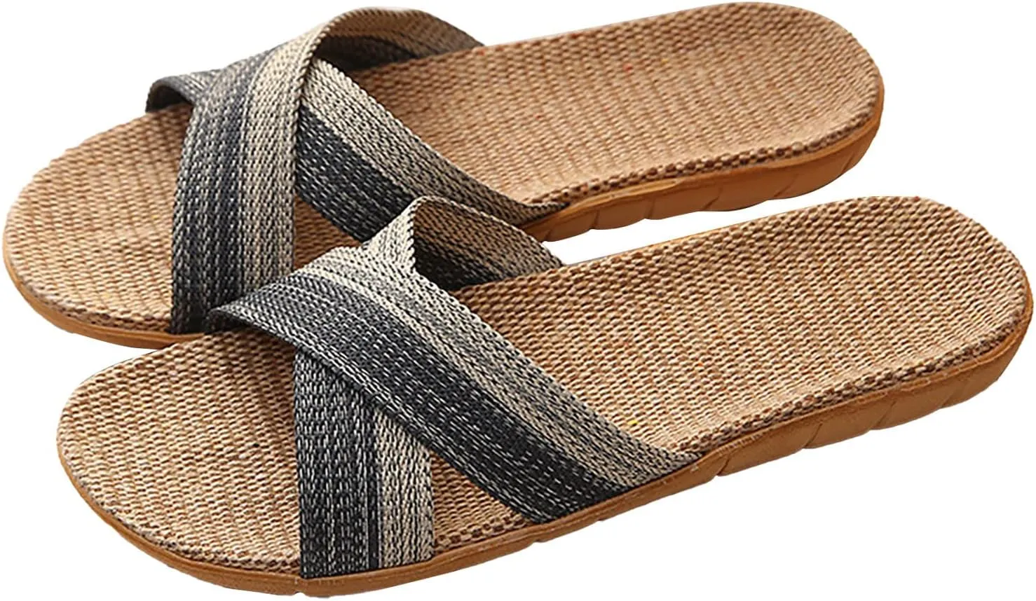 Unisex Flax Tatami Slippers Skidproof Linen Sandals for Indoor/Outdoor Use Open Toe Summer Shoes for Beach Hotel Home Travel Slipper