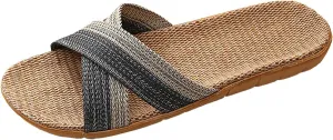Unisex Flax Tatami Slippers Skidproof Linen Sandals for Indoor/Outdoor Use Open Toe Summer Shoes for Beach Hotel Home Travel Slipper