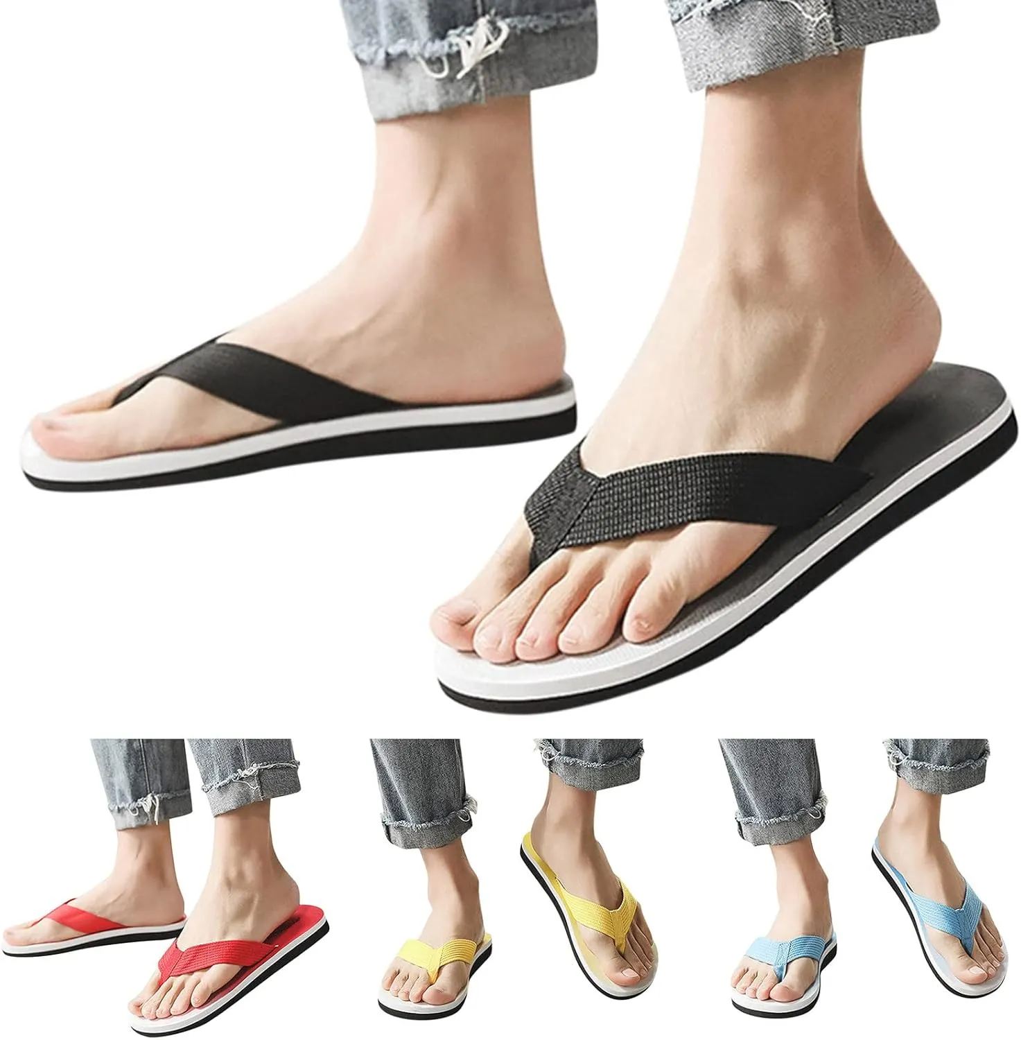 Vickyleb Flip Flops for Men Waterproof,Men's Flip Flops Slippers Slip Breathable Casual Beach Sandals