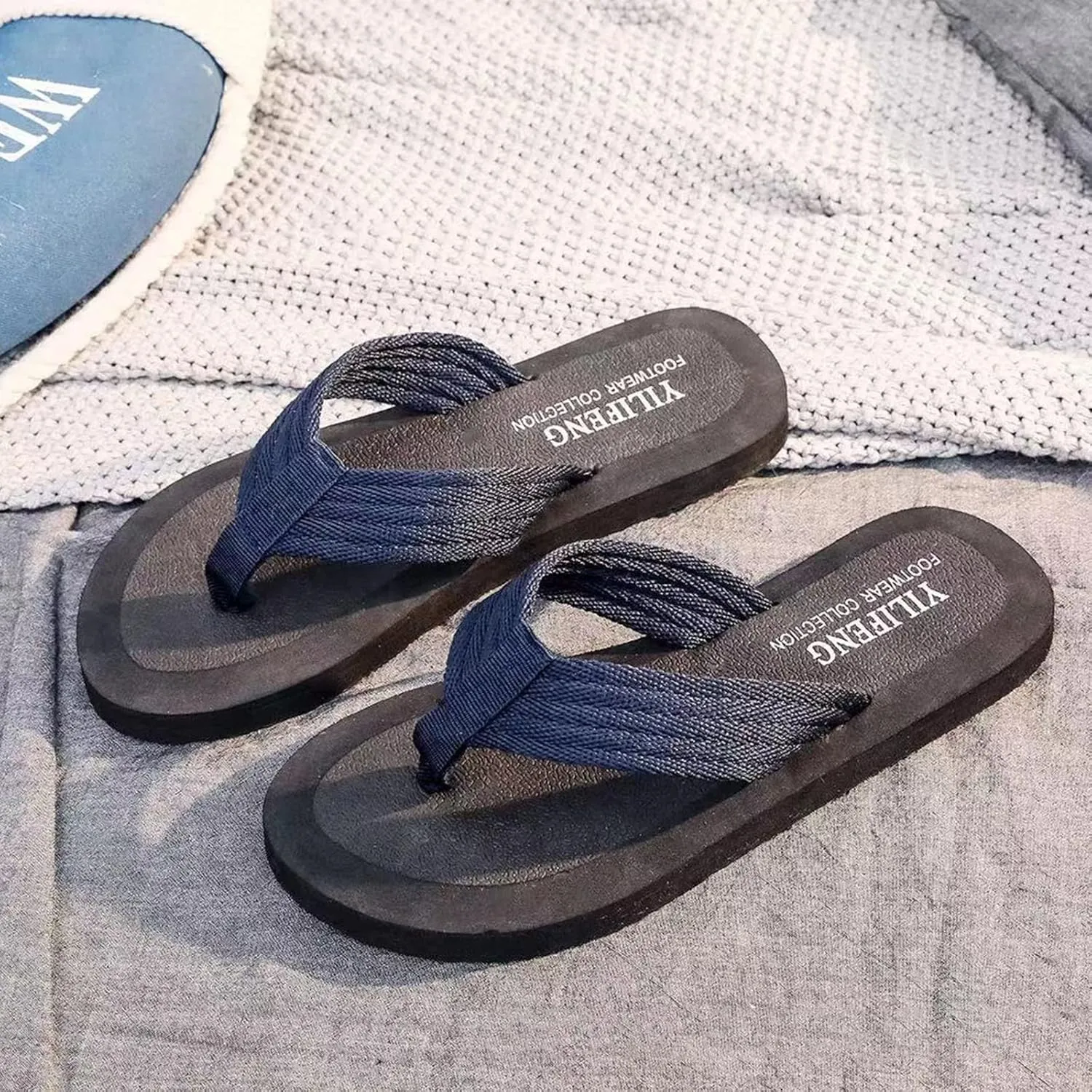 Vickyleb Flip Flops for Men Waterproof,Men's Flip Flops Slippers Slip Breathable Casual Beach Sandals