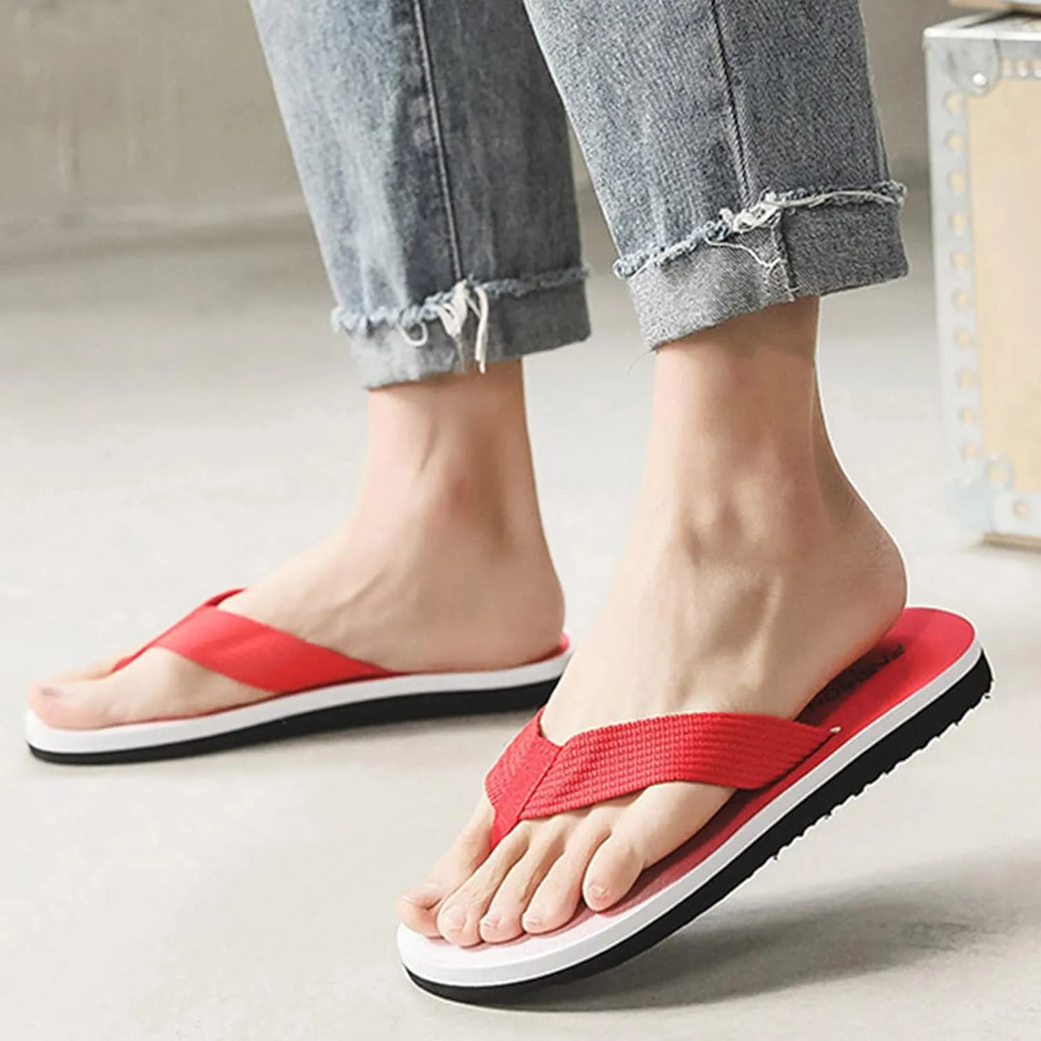 Vickyleb Flip Flops for Men Waterproof,Men's Flip Flops Slippers Slip Breathable Casual Beach Sandals