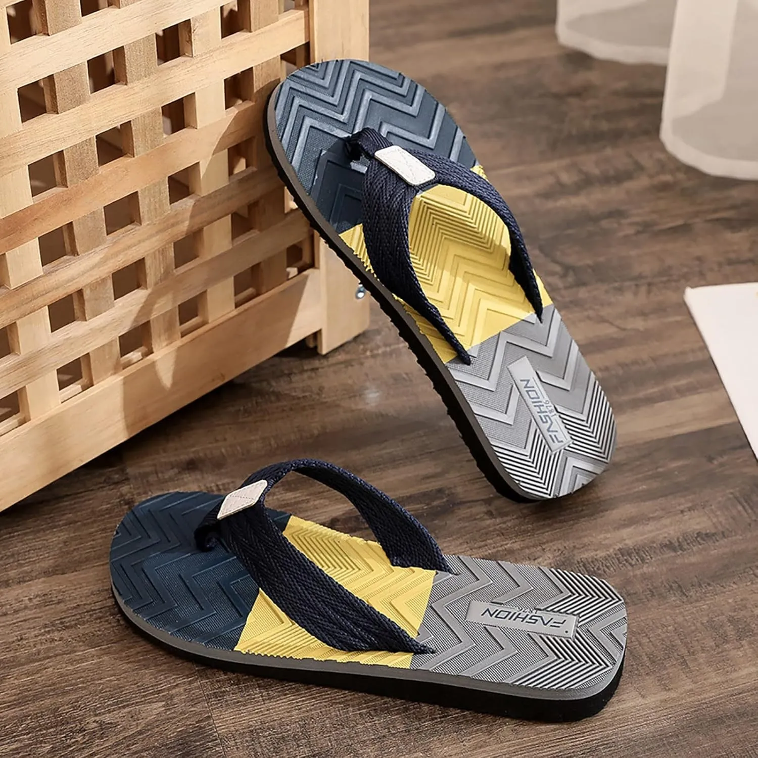 Vickyleb Flip Flops for Men Waterproof,Men's Flip Flops Slippers Slip Breathable Casual Beach Sandals