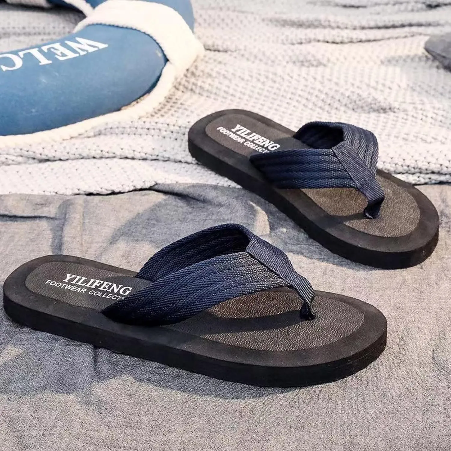 Vickyleb Flip Flops for Men Waterproof,Men's Flip Flops Slippers Slip Breathable Casual Beach Sandals