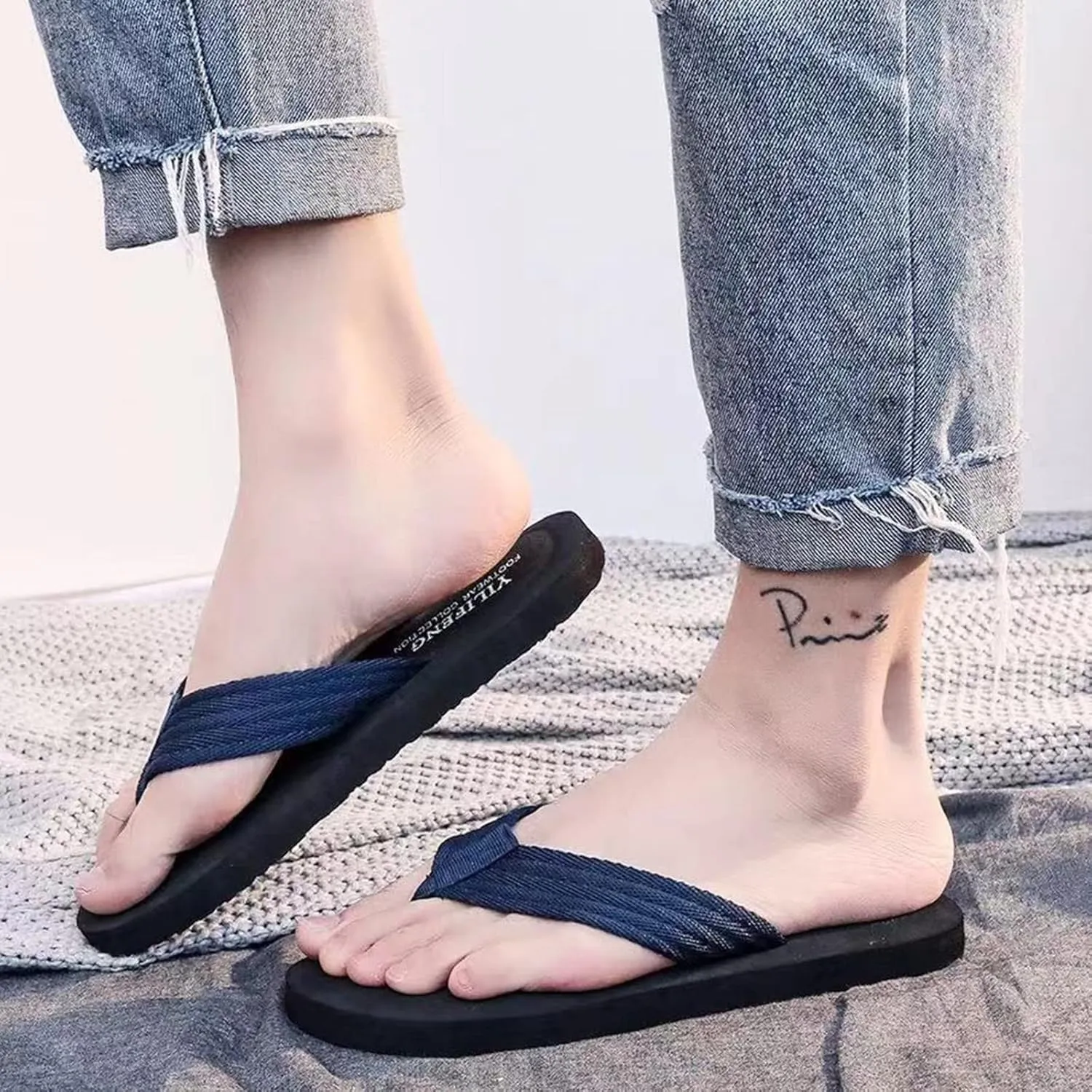 Vickyleb Flip Flops for Men Waterproof,Men's Flip Flops Slippers Slip Breathable Casual Beach Sandals