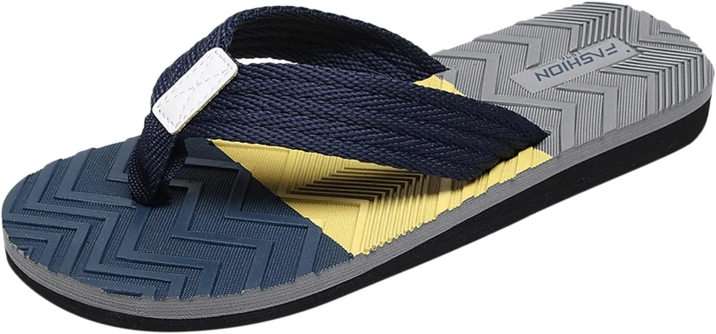 Vickyleb Flip Flops for Men Waterproof,Men's Flip Flops Slippers Slip Breathable Casual Beach Sandals