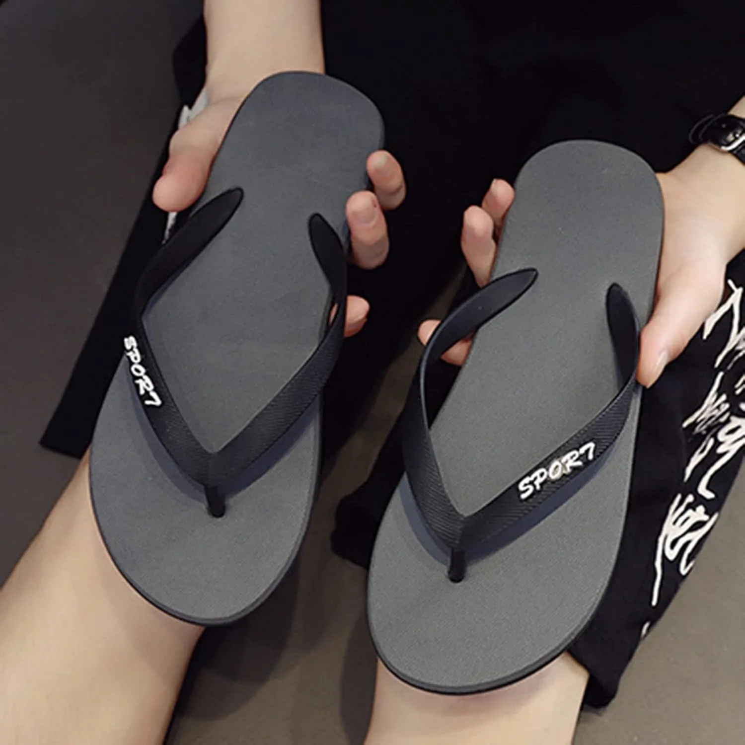 Vickyleb Flip Flops for Men,Men's Flip Flops Trendy Summer Comfortable Fashion Beach Sandals C